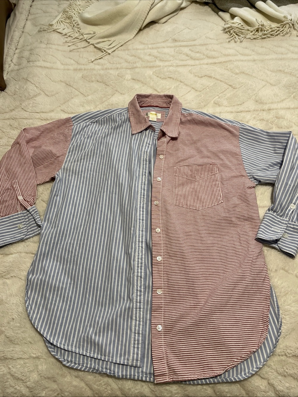 Maeve Anthropologie Bennet Buttondown Shirt Mixed Stripe Size XS Blue Red White